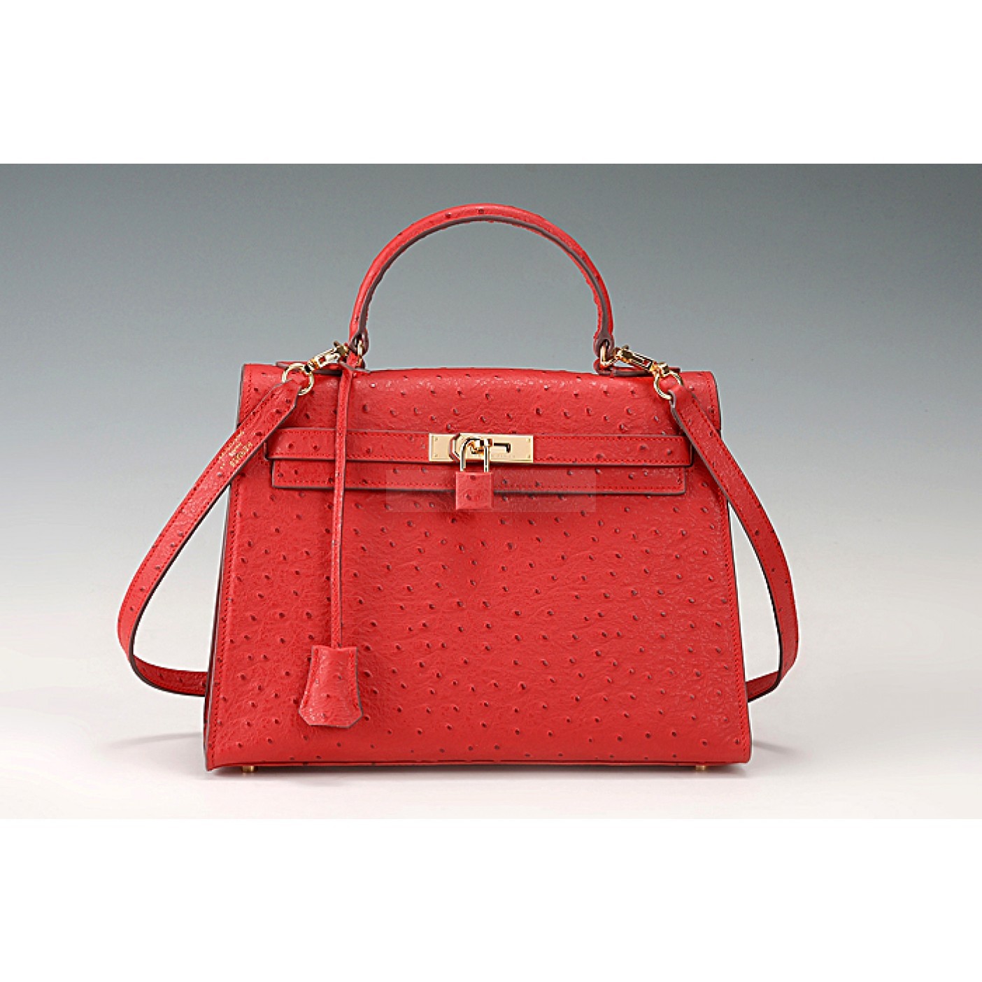 Hermes Kelly 32 Red Ostrich Leather 607481
