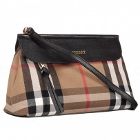Burberry House Check And Black Leather Clutch Bag 18926894