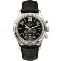 AAA Replica Patek Philippe Annual Calendar Chronograph Platinum Black Watch 5960P-016