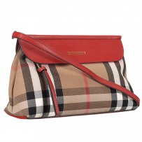 Burberry House Check And Red Leather Clutch Bag 18926893