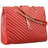Saint Laurent Classic Monogram Shopping Bag Red 607880